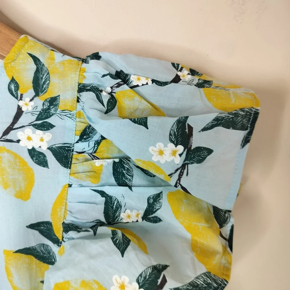 French Connection‎ Girls Dress Lemon Floral Cotton Ruffled
